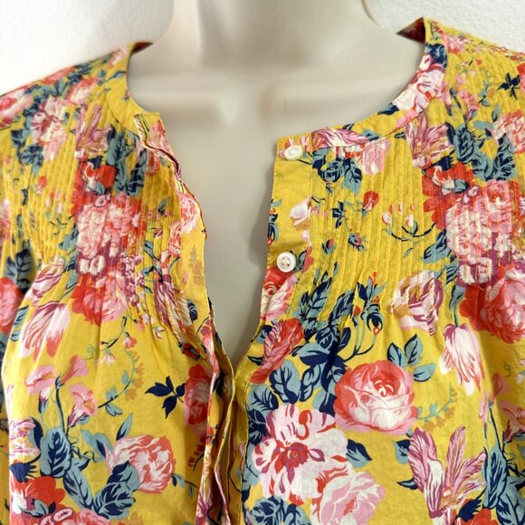 J. Crew Shirt Size 6 / S Liberty Fabric Yellow Floral Blouse Magical Bouquet - Picture 5 of 12